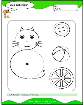 okul öncesi çizgi çalışma sayfaları